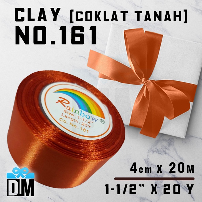

Pita satin kado hadiah bingkisan 1.5" = 1 1/2 inch = 4 cm Warna Coklat Krem Krim Oker Brown Ochre Cream