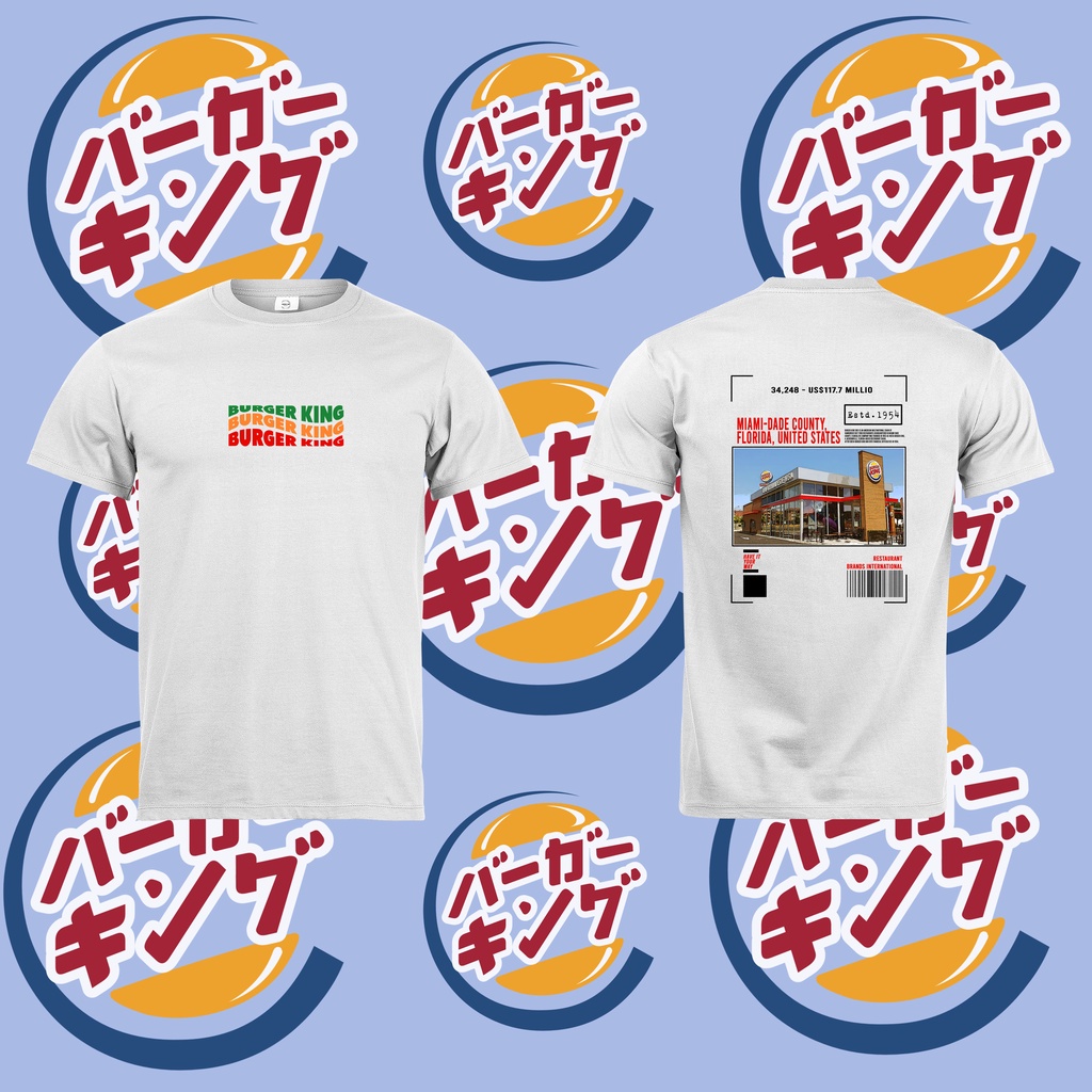KAOS DISTRO T-shirt Kaos - BURGER KING MIAMI FLORIDA - HITAM PUTIH NAVY Kualitas premium SR_001