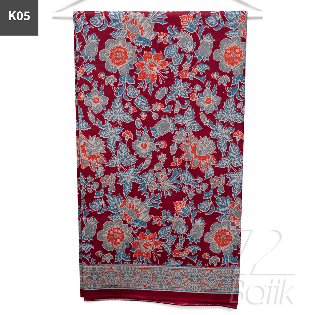 KAIN BATIK PREMIUM Bahan Katun Motif Kembang Warna Orange 721191 Cap 72 Jarik Jarit Samping Kebat Panjang Batik Katun Modern Premium Bahan Seragam Batik Pernikahan Kantor Keluarga Murah Kamen Jadi Batik Bali Lembaran