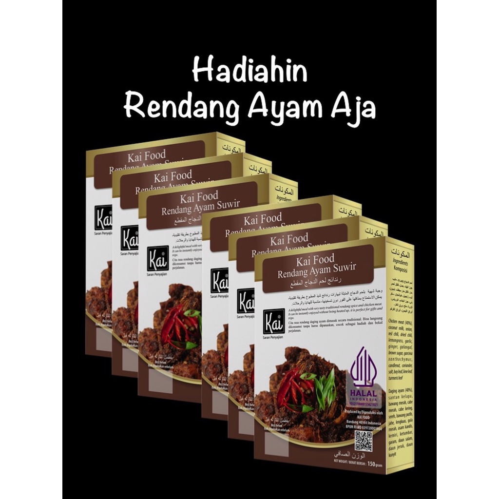 

Paket Hemat 6 RENDANG AYAM SUWIR Kai Food 900g