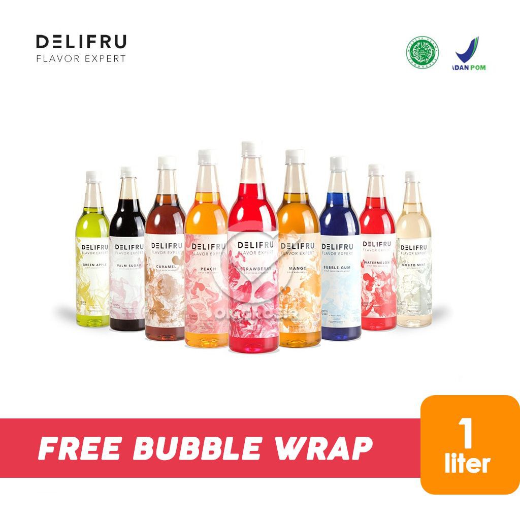 

Sirup Delifru Syrup Flavoured Syrup HALAL (Botol Plastik 1 Liter)