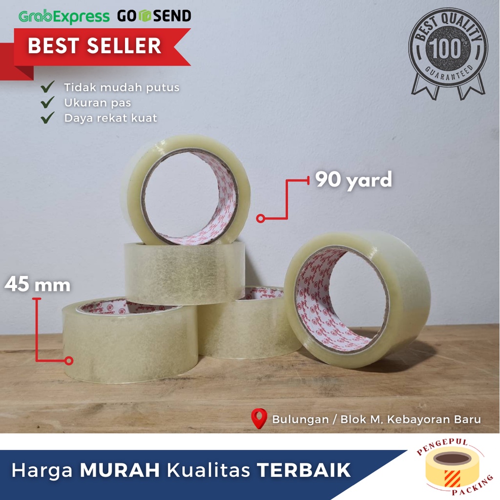 

Lakban Bening 45mm x 90 yard 1 dus isi 72 ROLL