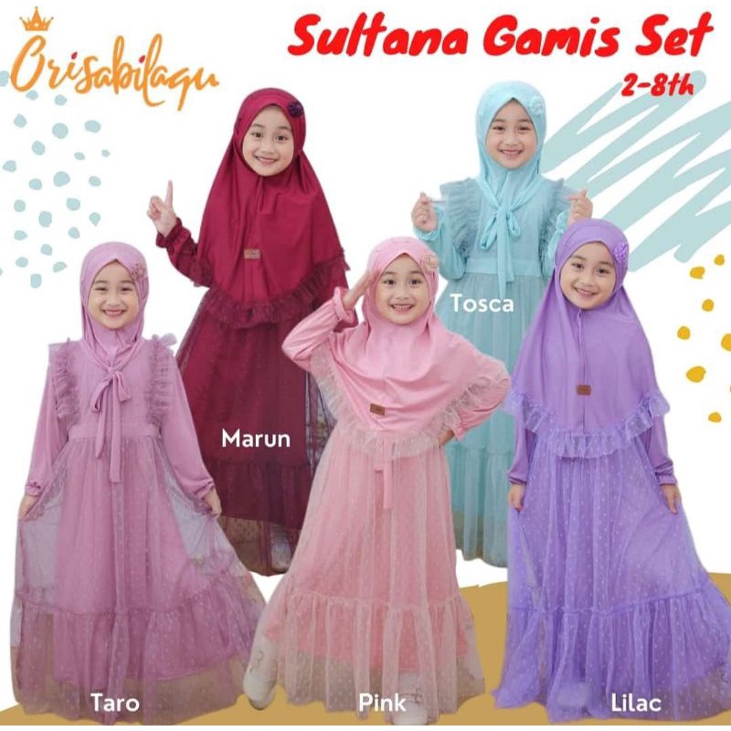 2-8T Gamis Set Sultana by Orisabilaqu / Set Gamis Jersey Tutu Dotie Anak