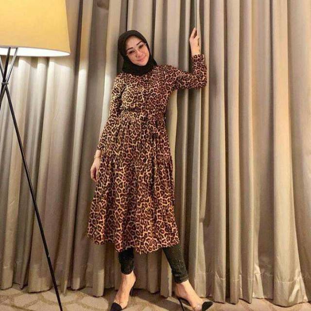SERNS Tunik Milea Leopard | Tunik Wanita | Baju Wanita | Fashion Wanita Muslim | Baju Leopard