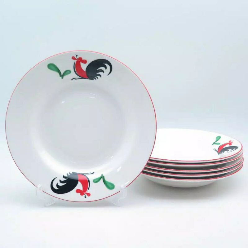 PIRING AYAM JAGO / PIRING MAKAN / ALAT MAKAN / PERALATAN DAPUR / PIRING PORCELAIN / PIRING KERAMIK /