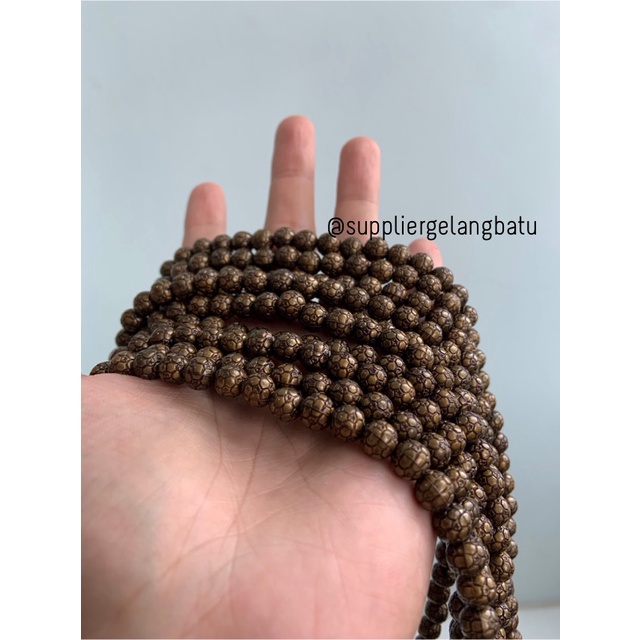 spacer resin bakar bola 8mm bahan craft gelang kalung beads cokelat