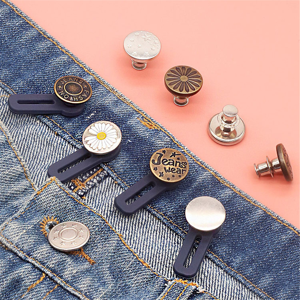 【TERSEDIA &amp; COD】No Sewing Snap Metal Retractable Buttons for Clothing Jeans Adjustable Waistline