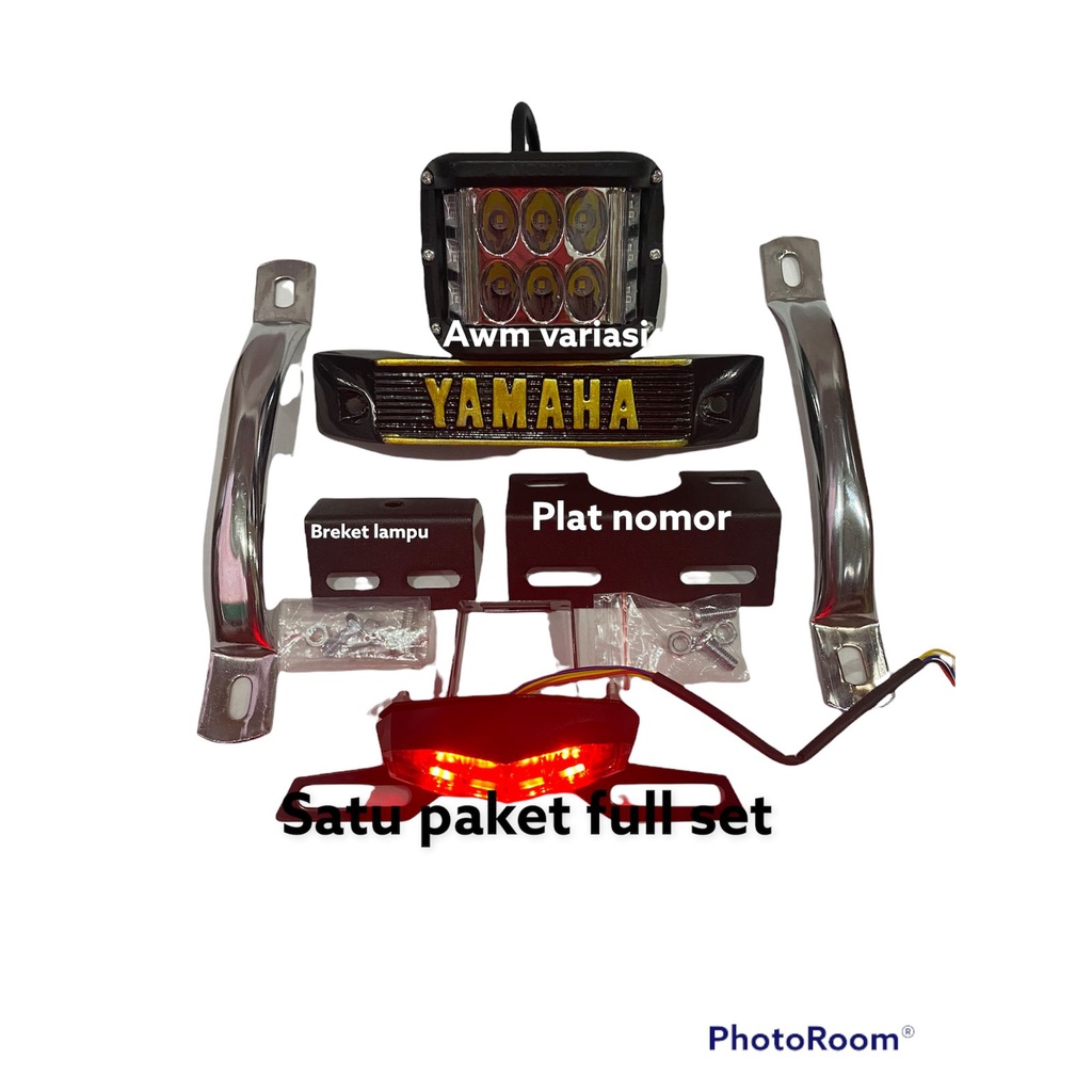 (PAKET) LAMPU LED+STOP 3IN1+PLAT NOMOR+KUMIS+BEHEL