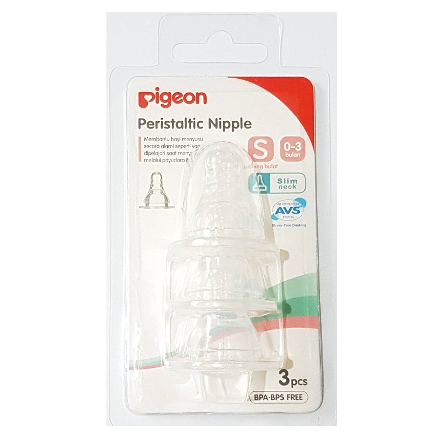 Pigeon Peristaltic Slim Neck Nipple S (isi 3pcs)