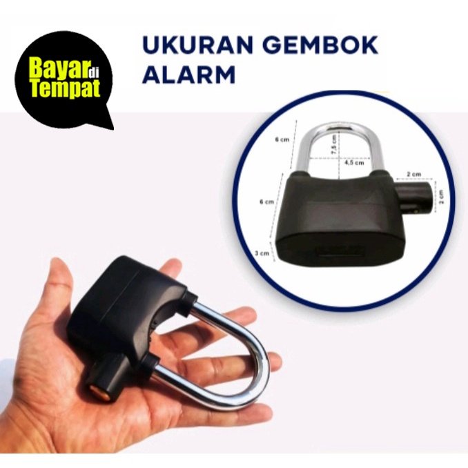 Gembok Alarm Kunci Gembok Anti Maling / Kunci Gembok Padlock Alarm Cakram Sepeda Motor Getar Disc Brake Lock