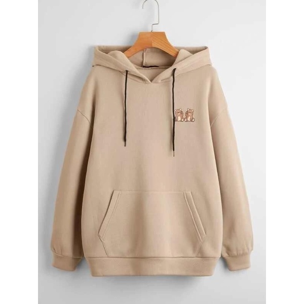 HOODIE WANITA CASUAL TWINS BROTHER BEAR FLEECE LUCU TEBAL PREMIUM TERBARU,