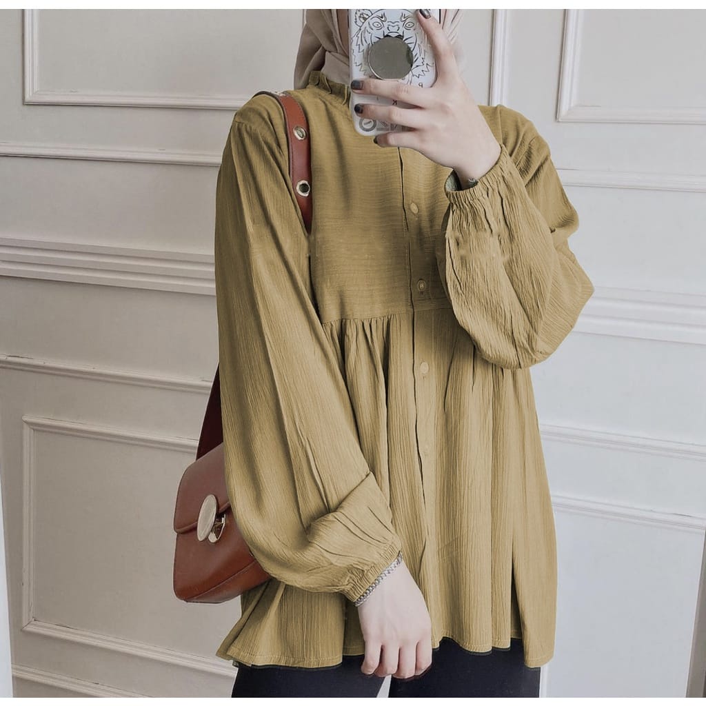 Tq88indonesia Fashion Blouse Wanita Terbaru /  Rachel Blouse / Blus Kancing Cewek / Baju Atasan Wanita Kekinian / Ootd / Baju Santai Wanita / Baju polos Wanita /