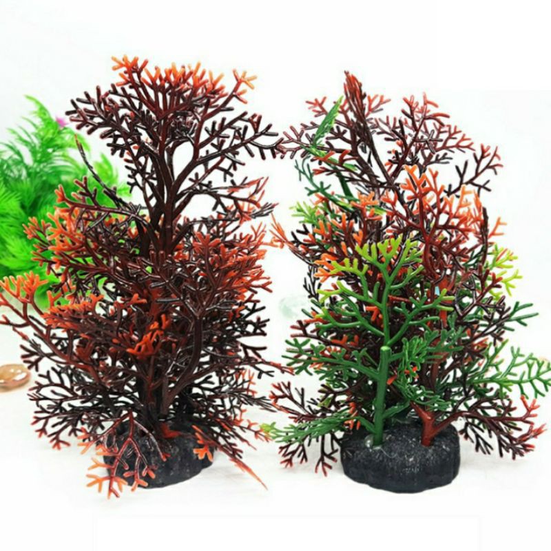 HIASAN AQUARIUM TANAMAN PLASTIK ORNAMEN KERANG LAUT