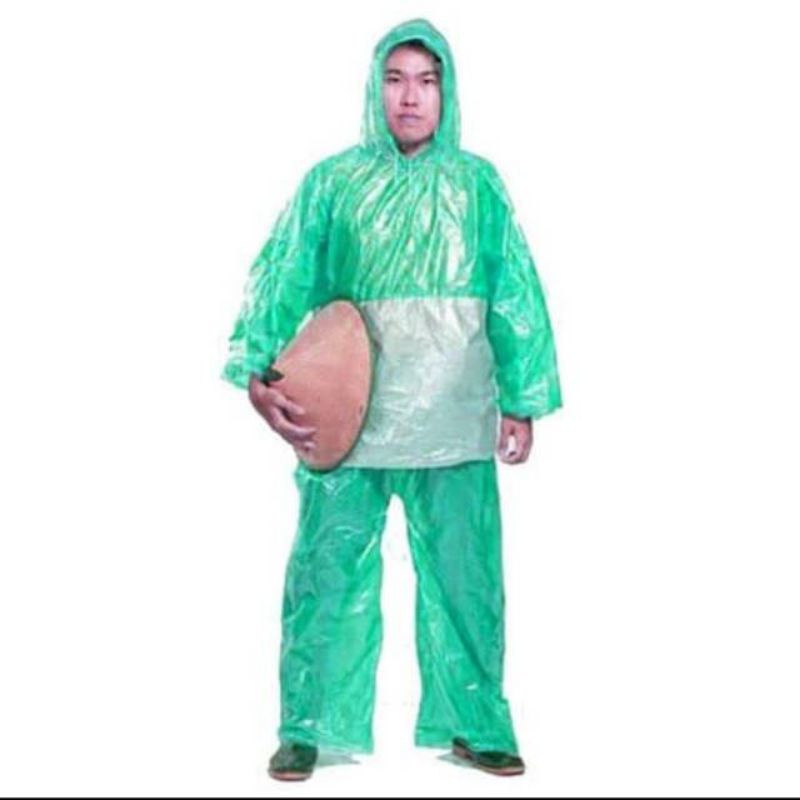 JAS HUJAN JAKET CELANA PLASTIK TEBU / JAS HUJAN SETELAN TEBU