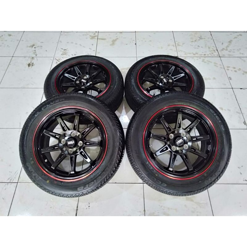 velg mobil racing bekas ring 15 lubang 8x100-114 plus ban eco plus 195 60 r15