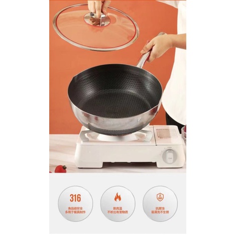 [AH] Wajan Stainless Steel 316 / Wokpan HoneyComb Anti Gores 2 Layers
