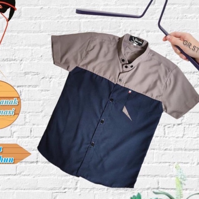 KEMEJA ANAK/ KEMEJA JERAPAH BAHAN OXFORD 1-5TAHUN