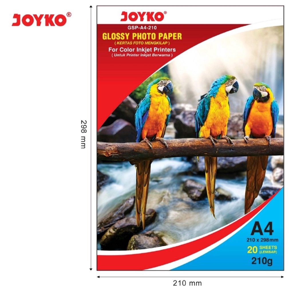 

Joyko Glossy Photo Paper Kertas Foto Mengkilap GSP-A4-210 20 Sheets Lembar