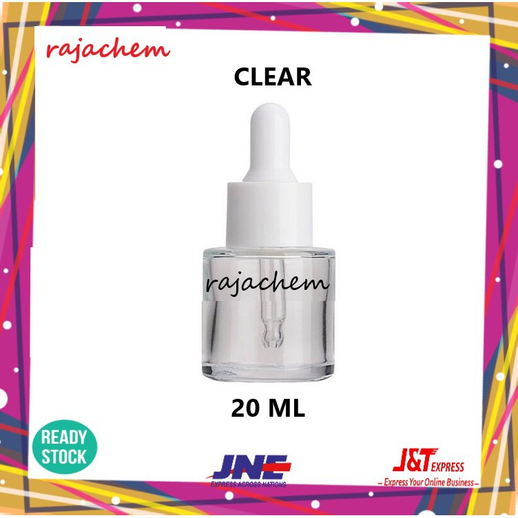 Botol Pipet Kaca 20ml Clear Bening Bahu Datar