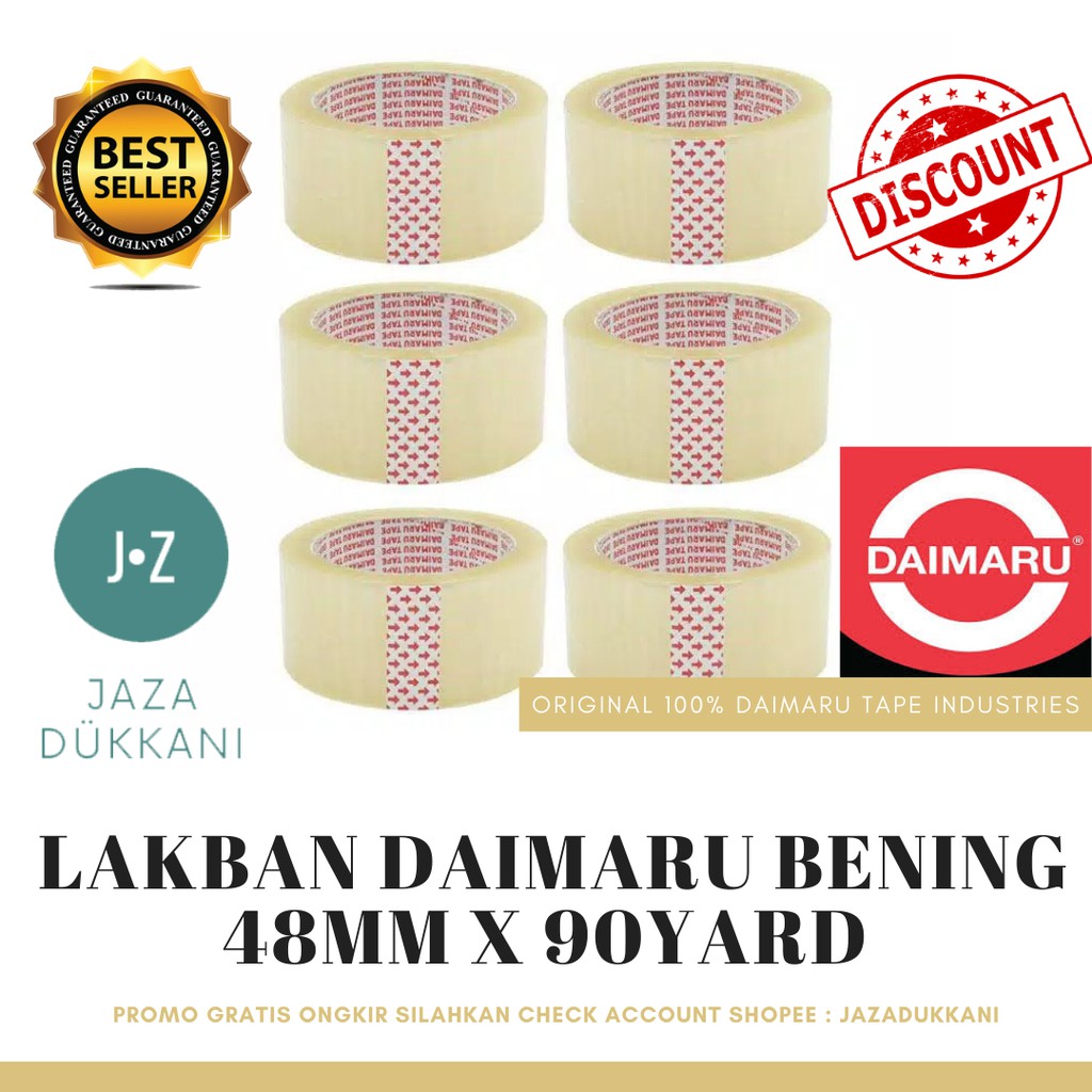 

Lakban Daimaru 40mm x 90yard Bening (Lakban packing-Lakban Olshop)