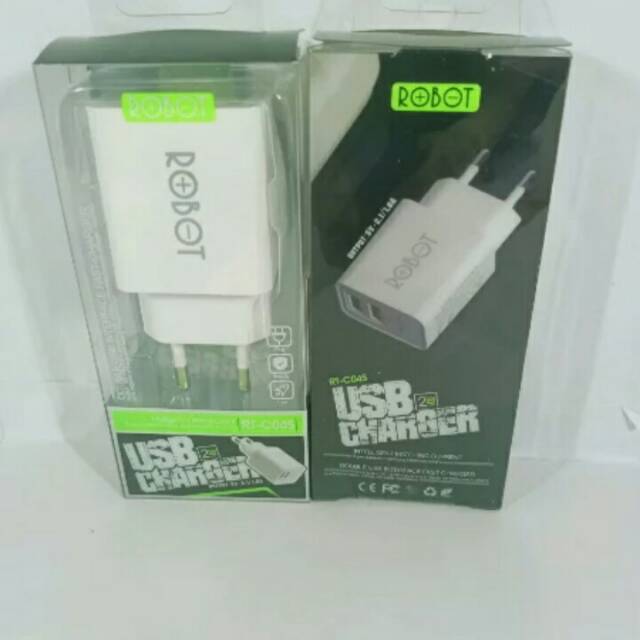 Adaptor charger robot 2 USB, kepala casan robot RT-C04S, batok casan robot