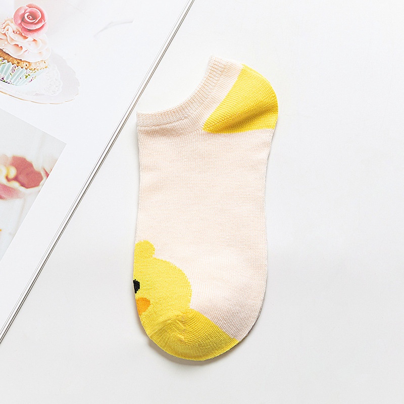 Kaos Kaki Ankle Cute Kaos Kaki Pendek Polos dan Motif Semata Kaki Import Murah Motif Polos-BEBEK KUNING