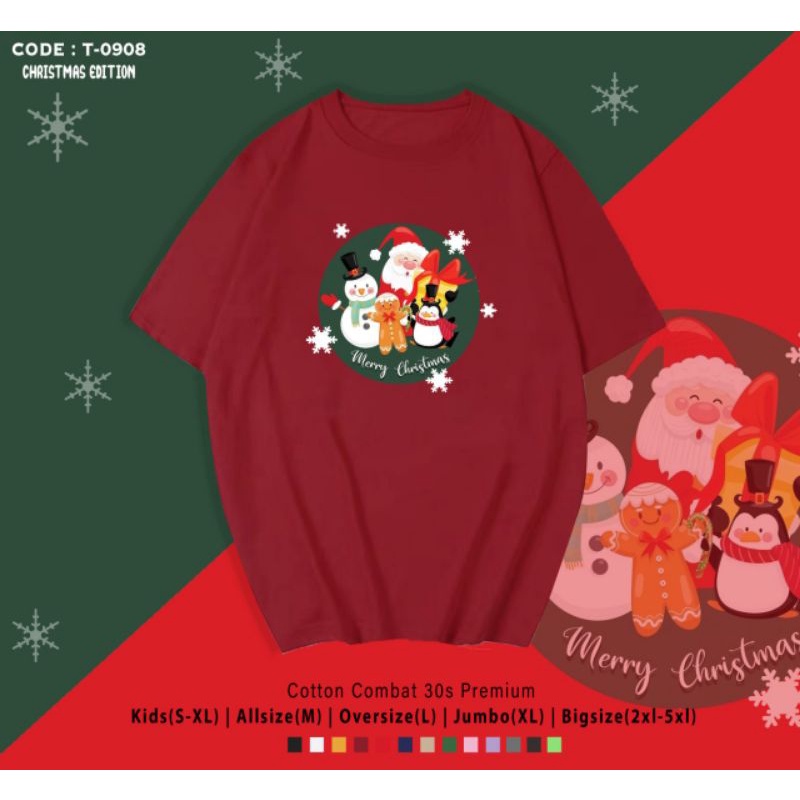 KAOS NATAL SANTA SNOWMAN/KAOS KATUN EDISI NATAL SANTA XMAS SNOWMAN