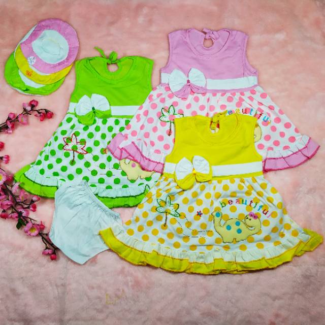 Pakaian Bayi Perempuan Size 0-12bulan Free Topi / Baju Setelan Anak Perempuan / Baju Anak Lucu