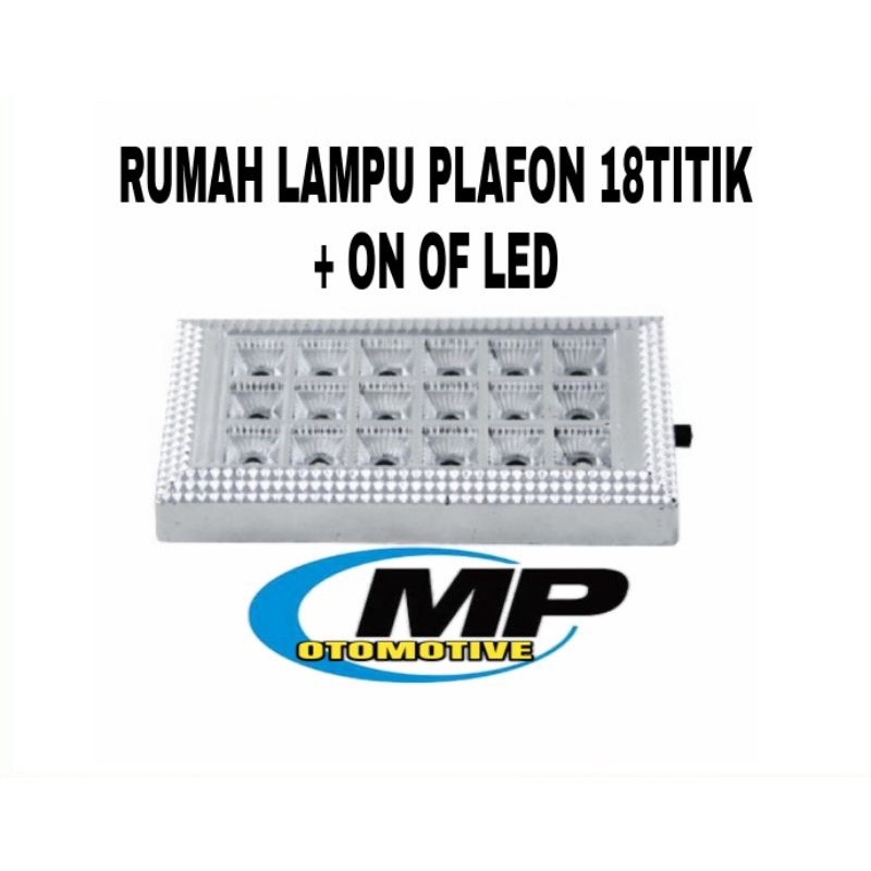 Rumah Lampu PLAFON LED Kotak 18 LED + on off Universal