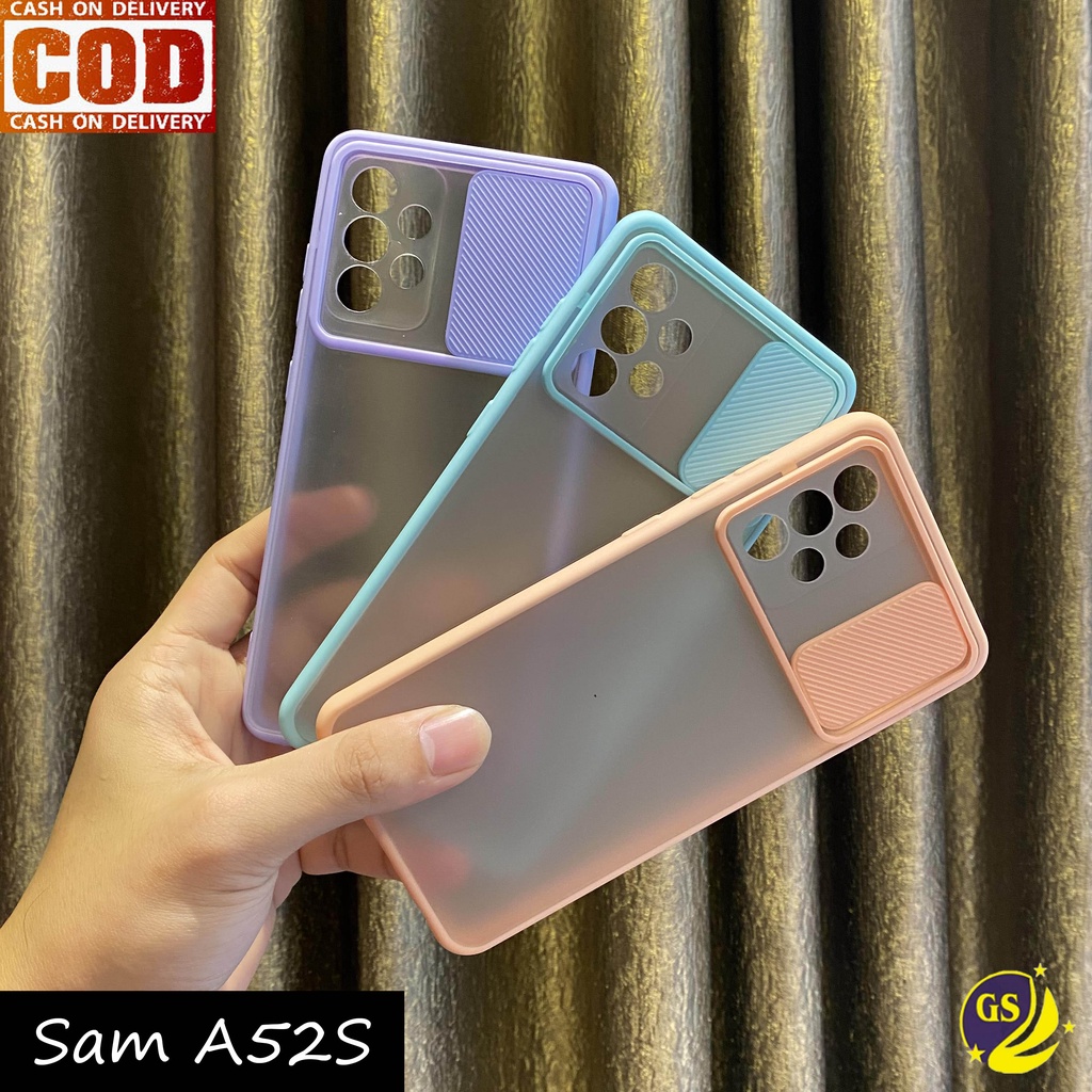 Samsung A03 Core A52S A03s M22 A22 M32 4G M12 A32 4G A52 A72 A02 A02S A12 Slide Case Protection Camera Matte Candy Sliding Softcase Casing