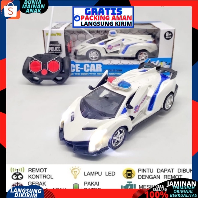 ( BISA COD ) PROMO Mainan Anak Mobil Mobilan Polisi Police Sport Car Buka Pintu Remote Control RC