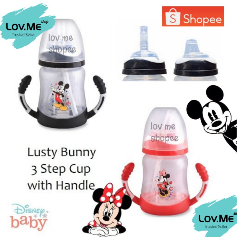 lov me❤ Lusty Bunny Disney Trainning Cup 3 step- Botol sedotan - spout - botol sudu dot wideneck 3in1|Sippy Cup DMM3012