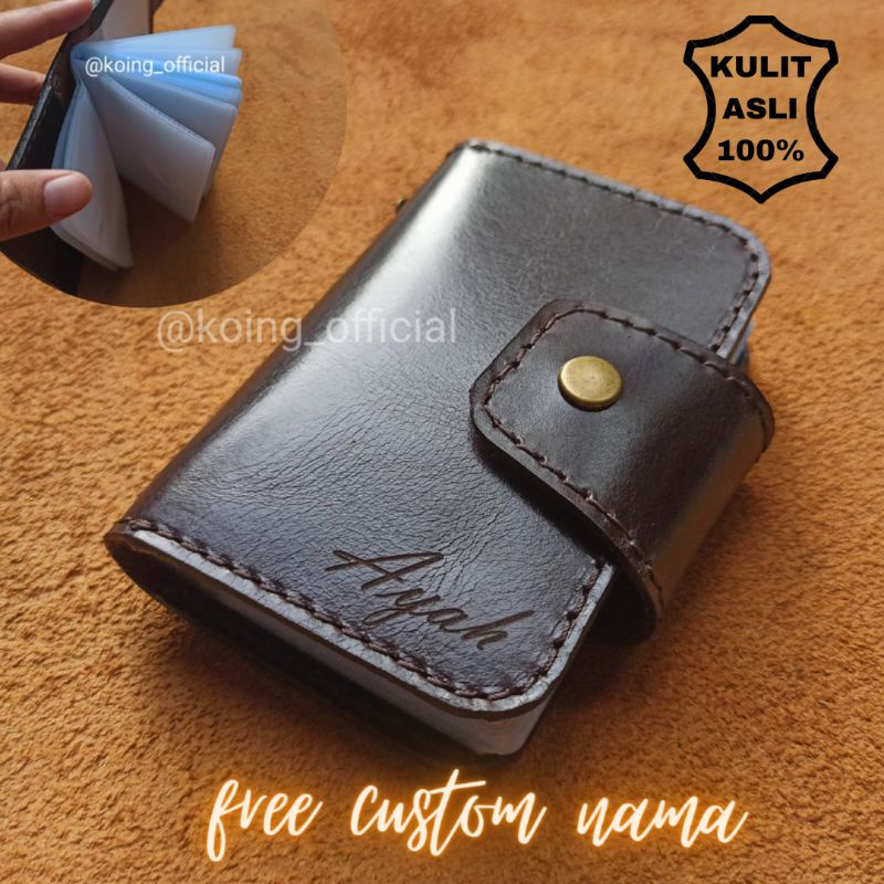 DOMPET KARTU KULIT ASLI MIKA MUAT BANYAK (CUSTOM NAMA/QUOTE)