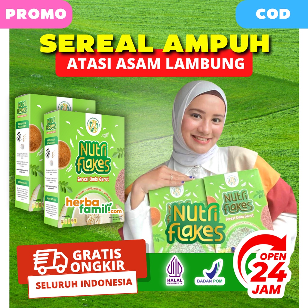 NUTRIFLAKES 100% ORIGINAL OFFICIAL | Sereal Umbi Garut Asam Lambung Bisa Untuk Diet NUTRIFLAKES
