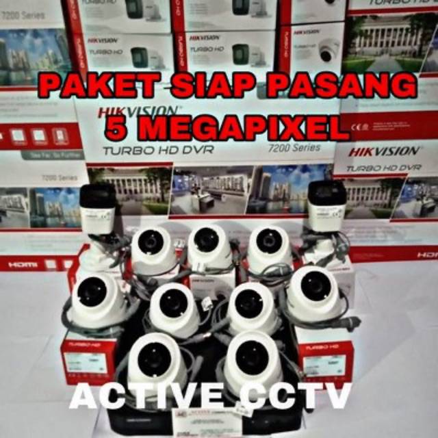 PAKET 5MP CAMERA CCTV HIKVISION 11 KAMERA 5MP FULL HD 16 CH CHANNEL TURBO HD KOMPLIT LENGKAP 5 MP