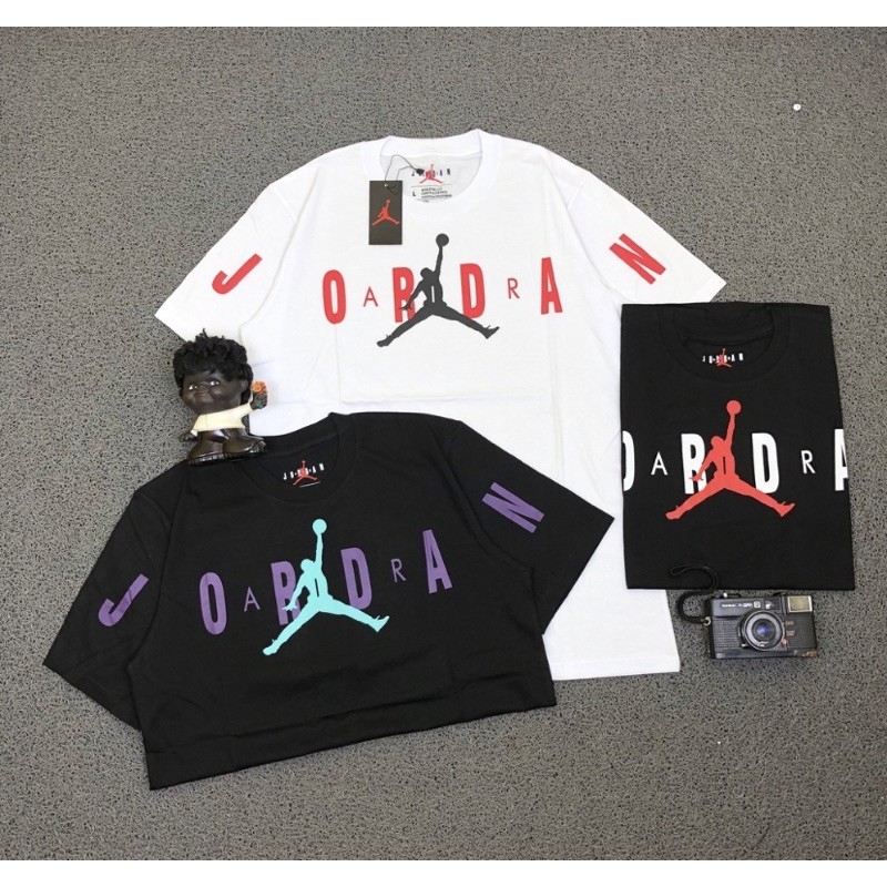 T SHIRT KAOS NIKE AIR JORDAN FONT AIR JUMPMAN PUTIH HITAM AUTHENTIC ORIGINAL TERMURAH FREE STICKER