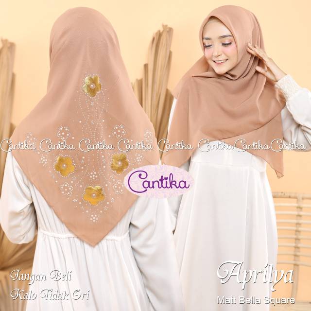 SEGI EMPAT APRILYA PAYET/ JILBAB ORI CANTIKA / KERUDUNG SEGI 4 POLOS / HIJAB SQUARE PESTA BUNGA