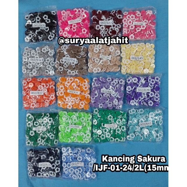 Kancing Sakura IJF 01-24/2 (1.5cm) @1gros =rp.8.200/144pcs