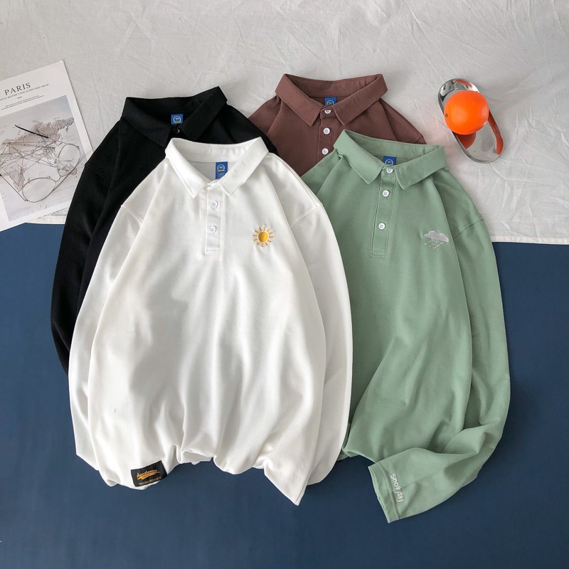 Kaos Polo Lengan Panjang Klasik Motif Bordir Seni Jepang Kaos Polo Lengan Panjang Klasik Motif Bordir Seni Jepang