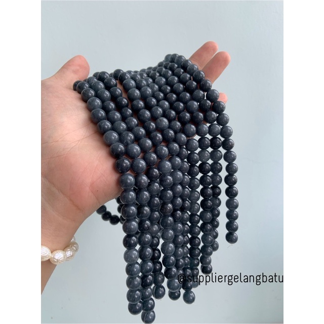 bahan batu 10mm GREY Agate glossy aksesori korea gelang kalung ABU ABU