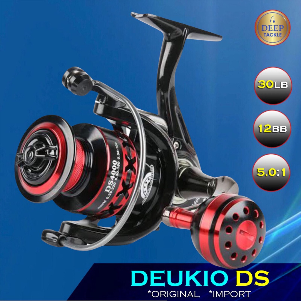 Reel Pancing Metal DEUKIO DS 2000 - 7000 Max Drag 30 Lbs Kekuatan Tinggi Body Mewah