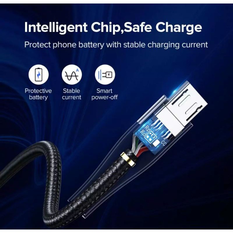 Ugreen Kabel Charger Micro Usb 3A Qualcomm QC 3.0 Nylon Baraided Original Fast Charging