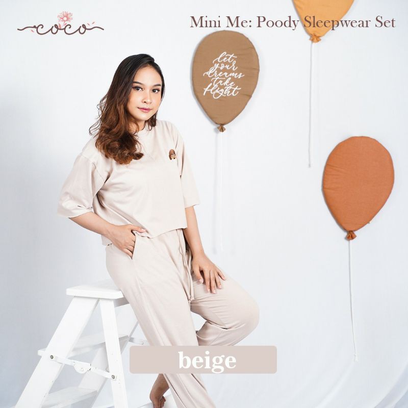 COCO - POODY SET - Celana Panjang - Setelan Wanita - Homewear - Pakaian Wanita - Piyama Wanita - Dailywear - Set Wanita-Beige