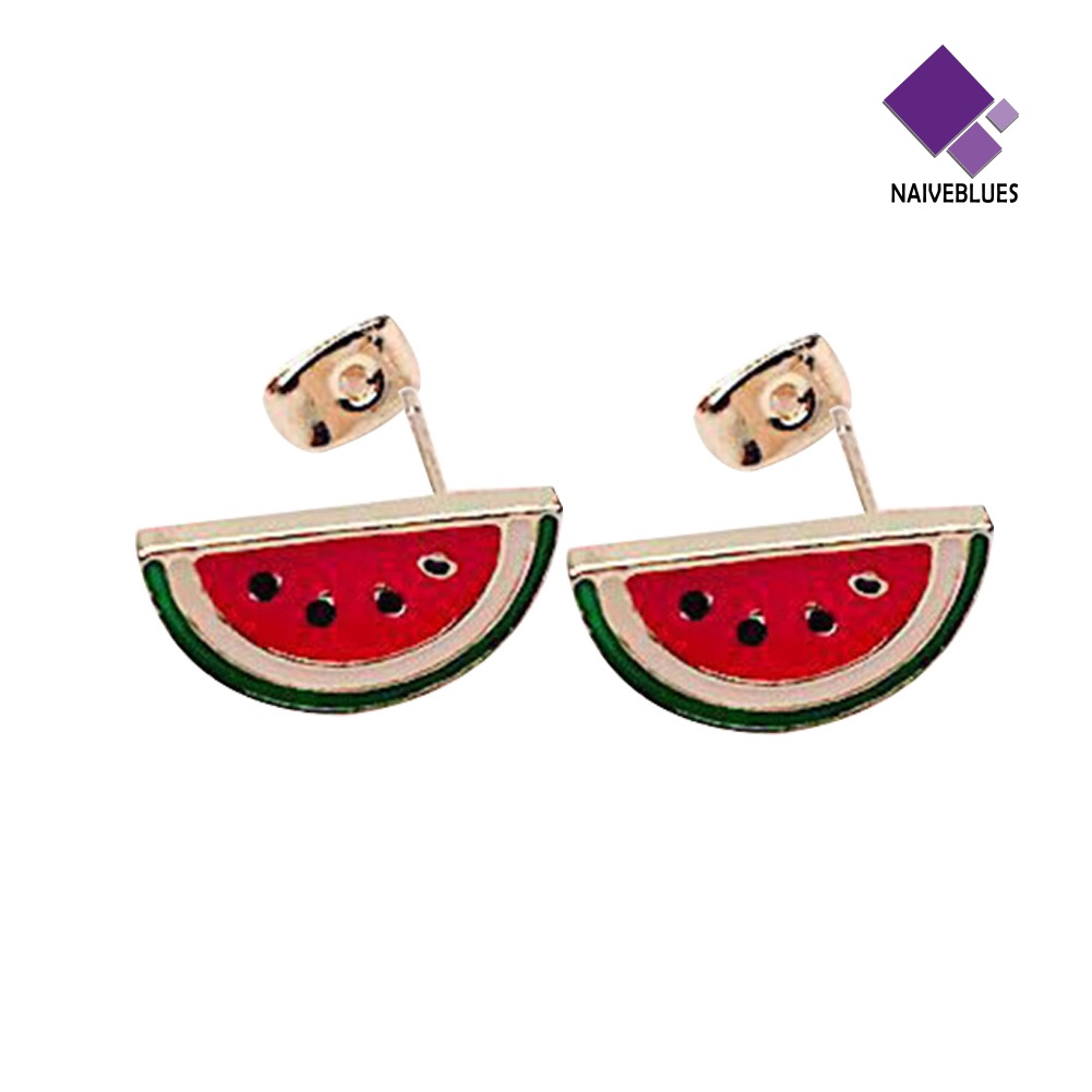 Anting Stud Desain Buah Strawberry Semangka Untuk Wanita