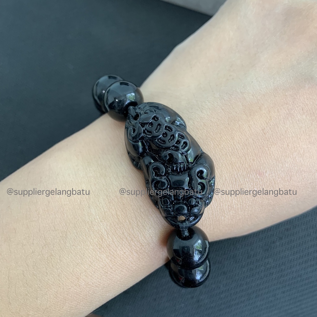 Gelang Onyx Hitam Pixiu Besar  Natural Asli Batu Alam Gelang Pelindung Keberuntungan