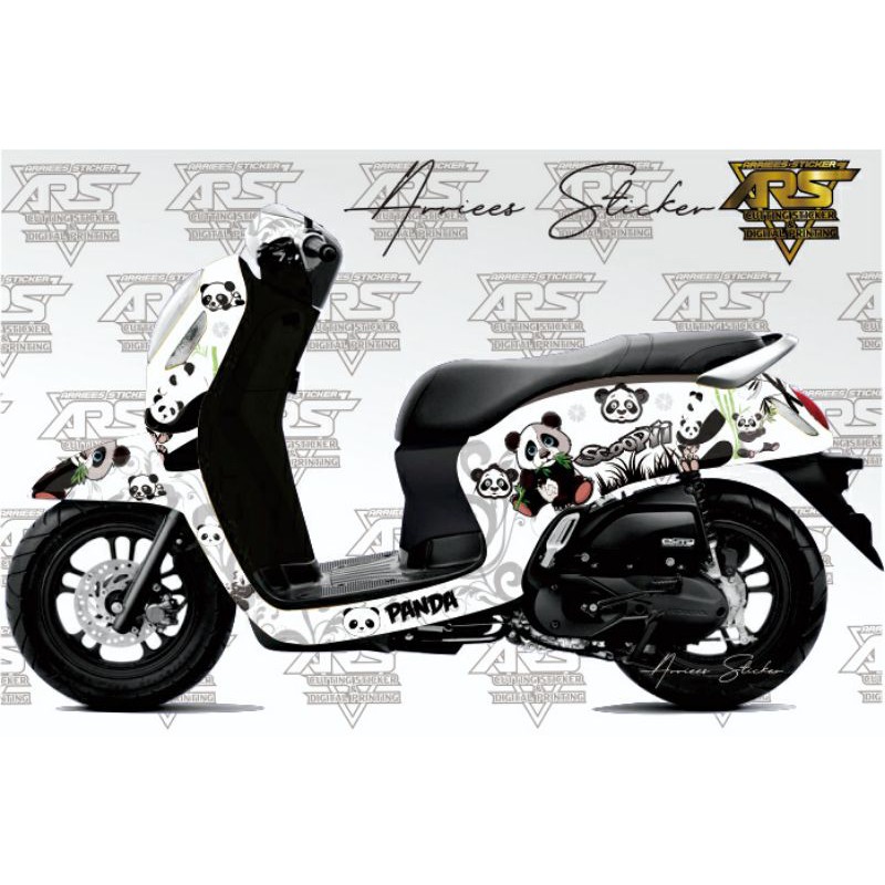 DECAL SCOOPY 2021 PANDA FULL BODY - DECAL STICKER SCOOPY FULL BODY