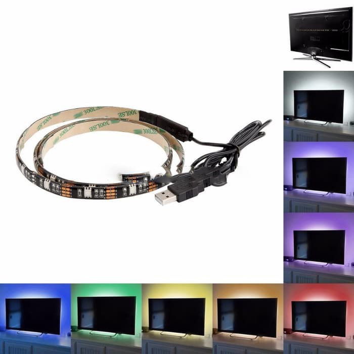 Lampu Led Strip 5050 RGB & USB Controller Lampu Meja PC CPU Desktop Laptop LCD TV