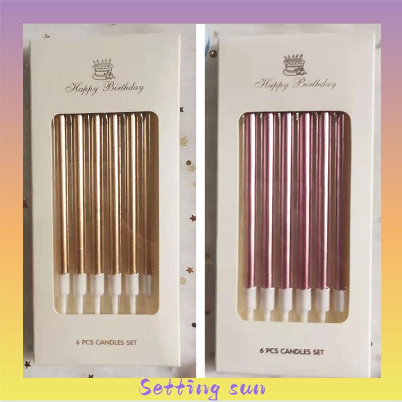 Lilin Pensil Isi 6Pcs - Dekorasi Pesta Ulang Tahun Lilin Panjang Birthday TN