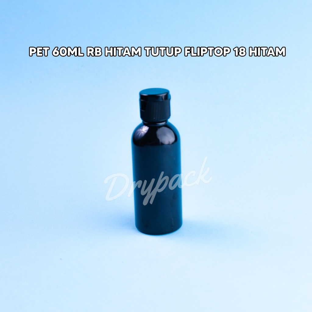 Botol PET 60 ML RB Hitam Tutup Fliptop 18 Hitam