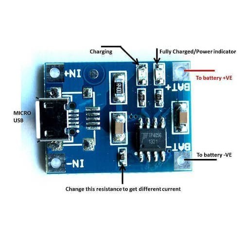 TP4056 Micro USB 1A 5V to Lithium Battery Modul Cas Baterai